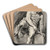 Man zittend op verhoging, handenarbeidend by David Humbert de Superville Art Drink Coaster set