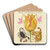 Rocket Larkspurs, Tulip, Scorpion, Millepede, and European Filbert by Joris Hoefnagel Art Drink Coaster set