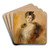 Portrait of a Lady with Creole Earrings and a Fur Collar by Franz von Lenbach Art Drink Coaster set
