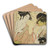Beauties of the Pleasure Quarters (Seiro bijin awase); Kisegawa of the Matsubaya with Attendants Onami and Menami by Chbunsai Eishi Art Drink Coaster set