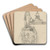 dwa szkice pomnika z postaci na cokole, wok ktrego siedz alegoryczne postacie by Henryk Siemiradzki Art Drink Coaster set