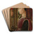 Portrait of a Woman with a Man at a Casement by Filippo Lippi Art Drink Coaster set