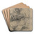 Seated Male Figure with the Head of an Onlooker by Bernardino Poccetti Art Drink Coaster set