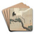 Japanese common crane on branch of pine by Ohara Koson Art Drink Coaster set