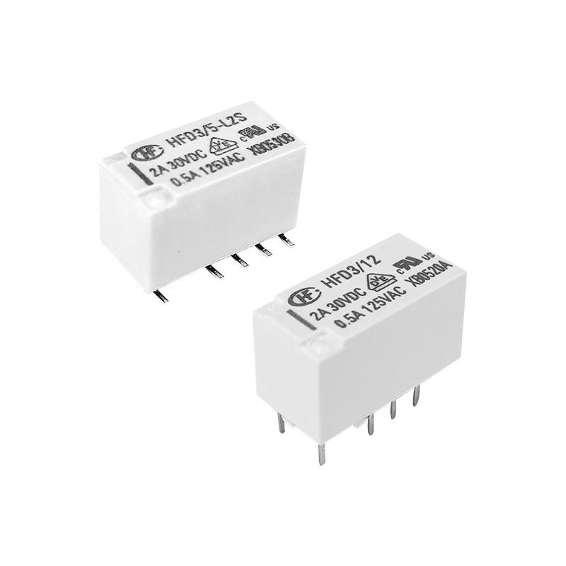 HFD3/12 ; Relay Electromechanical 12VDC DPDT 2A 30VDC 0.5A 125VAC, DIP-8