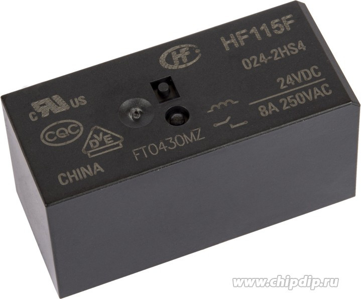 HF115F-024-2HS4 ; Relay Electromechanical 24VDC 8A DPST, DIP-6