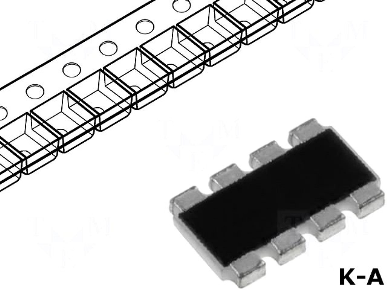DR0804-220R-4/8 ; 220Ω Network 4-Resistors in, SMD-8