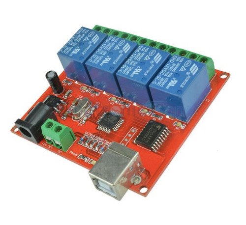 USB-Relay-4-CH ; Relay Electromechanical 12VDC SPDT 10A, Module