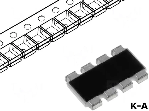 DR0804-10K-4/8 | 10kΩ 62.5mW Network 4-Resistors in Chip Resistor Array, SMD-8