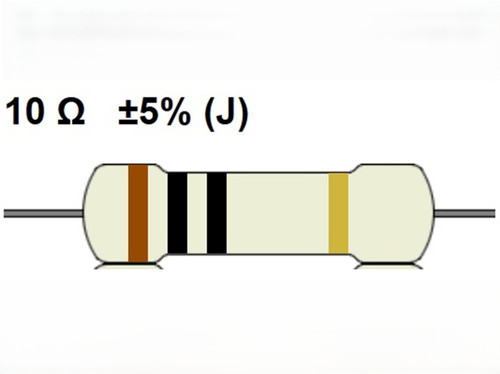 Carbon Film Resistor 10Ω 5% 0.25W THT
