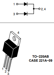 Diode Redresseuse MUR1660CT-SIR2 - 2 Pièces, 600V 2x8A, TO220AB | Commutation Ultra Rapide 50 Ns, Pour Alimentations, Convertisseurs