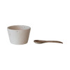 Stoneware Bowl w/ Spoon Cream Coloured Speckled