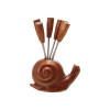 Wood Snail Shaped Holder w/ 6 Appetizer Picks