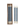 Striped Blue Taper Candles - Set of 2