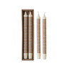Striped Tan Taper Candles - Set of 2
