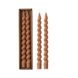 Twisted Tan Taper Candles - Set of 2
