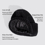 Glazey Satin-Lined Beanie -Black