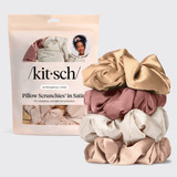 Satin Pillow Scrunchies 4pc Set- Blush
