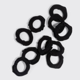 Fabric Petal Hair Elastics 10pc Set - Black