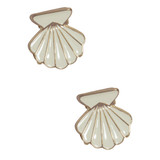 Metal Clam Shell Hair Clip 2pc Set - Gold & Pearlized Cream