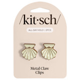 Metal Clam Shell Hair Clip 2pc Set - Gold & Pearlized Cream