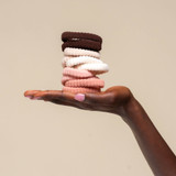 Fabric Ribbed Hair Elastics 10pc Set - Blush