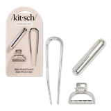 Mini Metal French Pin & Clips 3pc Set - Silver