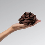 Satin Rosette M Flat Cloud Clip - Chocolate