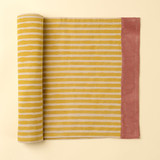 Terracotta Stripe Block Print Table Runner 108" L