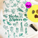 Herbs & Spices Green Tea Towel