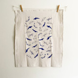 Whales Blue Tea Towel