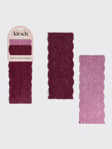 Wide Lace Elastic 2pc Set - Cherry & Dusty Pink