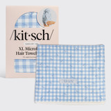 XL Hair Towel Wrap Gingham Blue