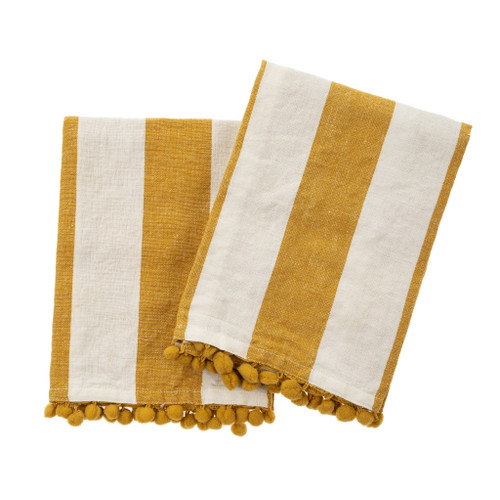 Dark Grey Stripe Linen Hand Towels (Set of 2) – Saffron + Poe