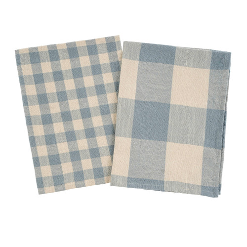 Gingham Check Sky Blue Tea Towels S/2