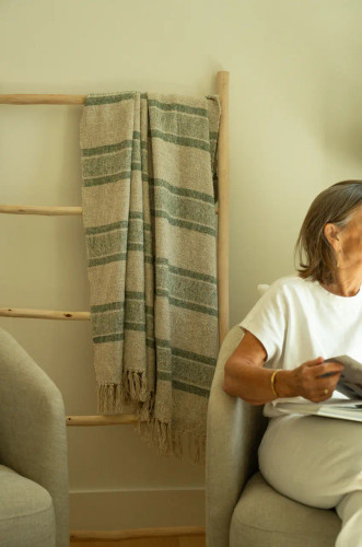 Green Tulum Striped Throw