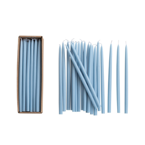1/2" Thin Light Blue Taper Candles - Set of 24