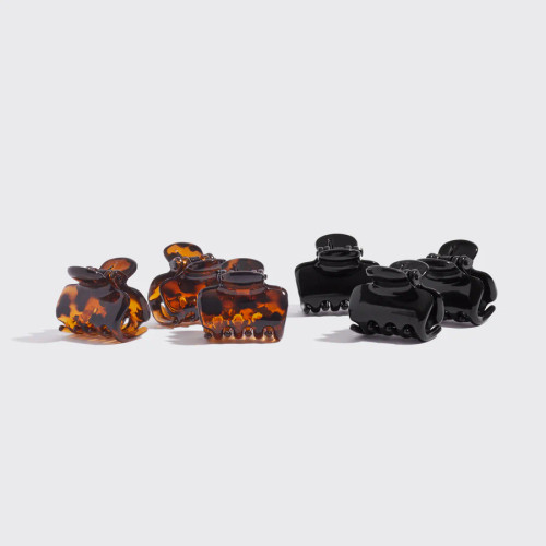 XS Claw Clips 6pc - Black & Tort