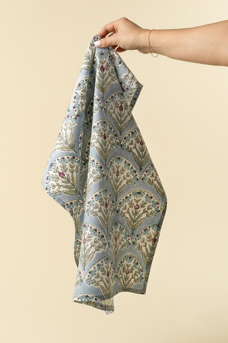 Sakura Block Print Tea Towels S/2 - Blue