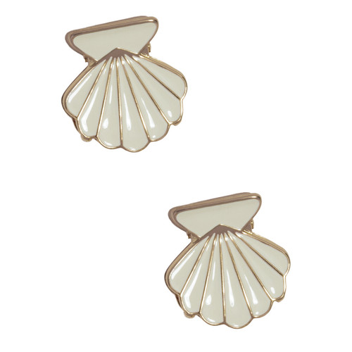 Metal Clam Shell Hair Clip 2pc Set - Gold & Pearlized Cream