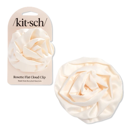 Satin Rosette M Flat Cloud Clip - Cream