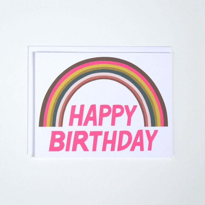 Happy Birthday Neon Rainbow Note Card