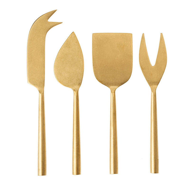 Tides Cheese Knives Tumbled Gold S/4