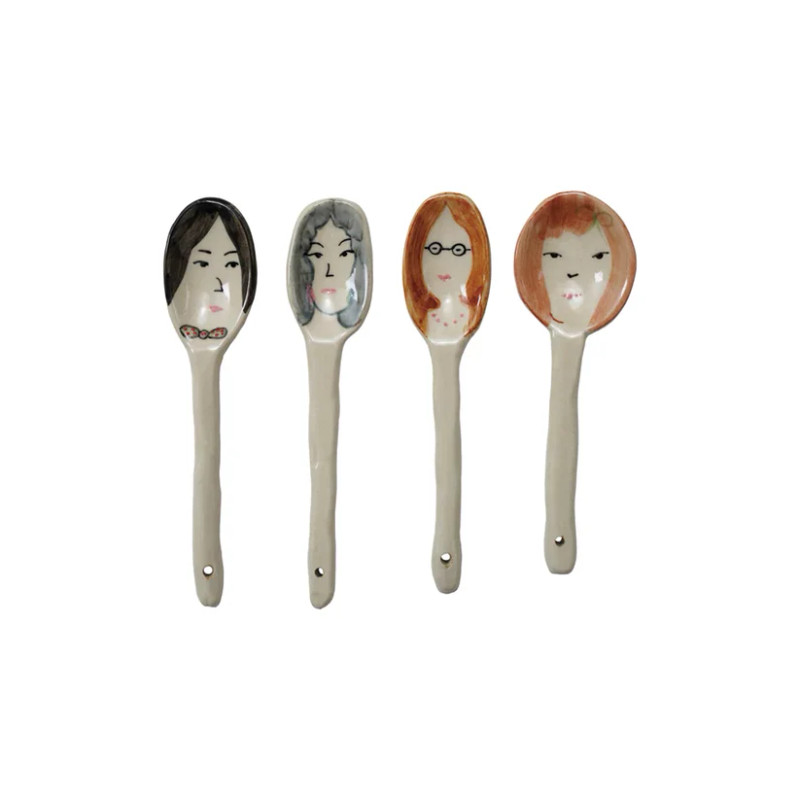 Stoneware Spoon w/ Faces Stoneware Spoon w/ Faces