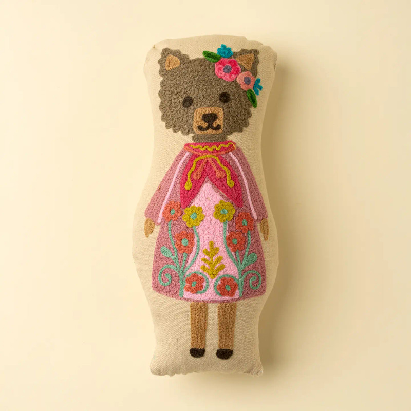 Embroidered Bear Cushion