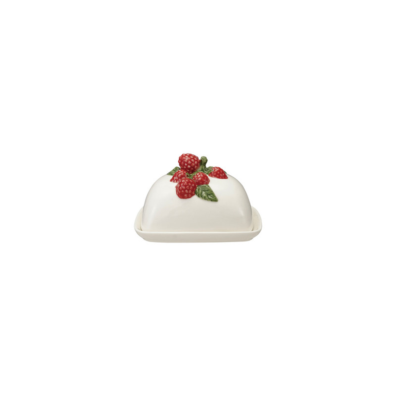 Butter Dish w/ Raspberry Handle