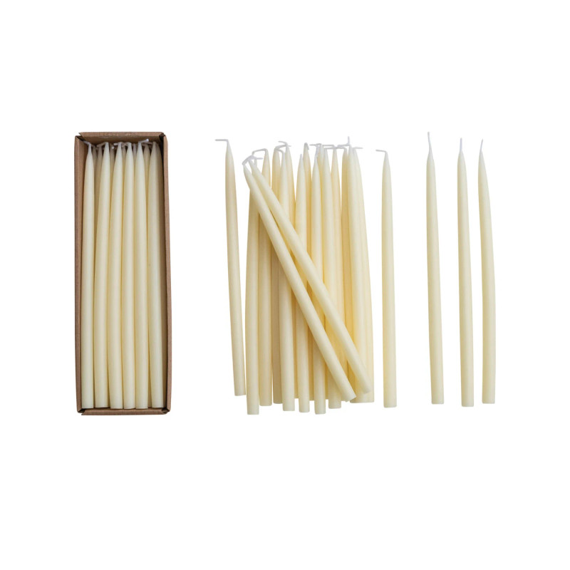 1/2" Thin Ivory Taper Candles - Set of 24