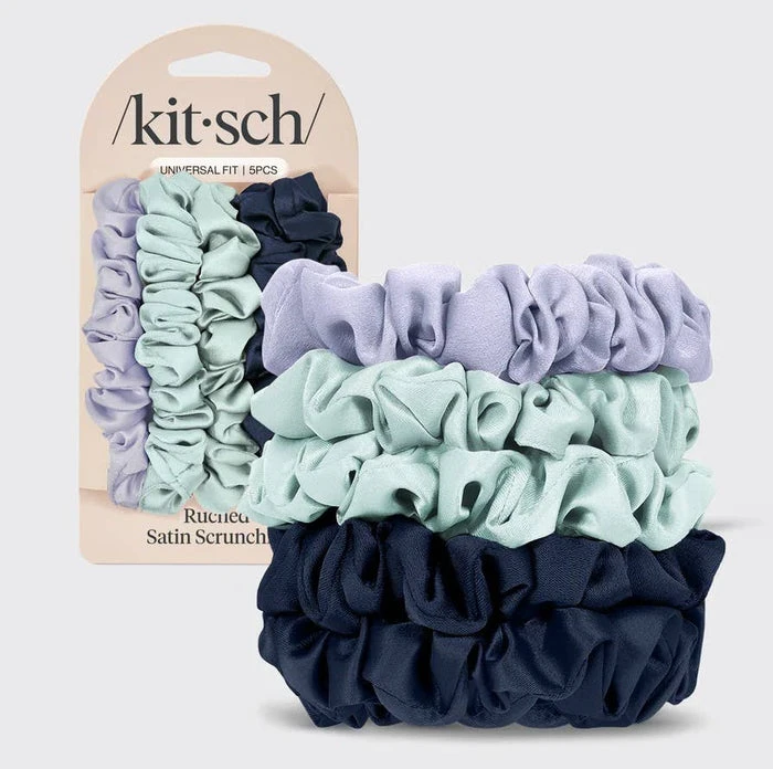 Ruched Satin Scrunchies 5pc Set