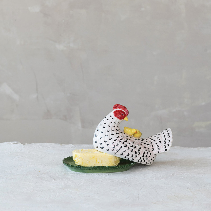 Stoneware Hen Butter Dish