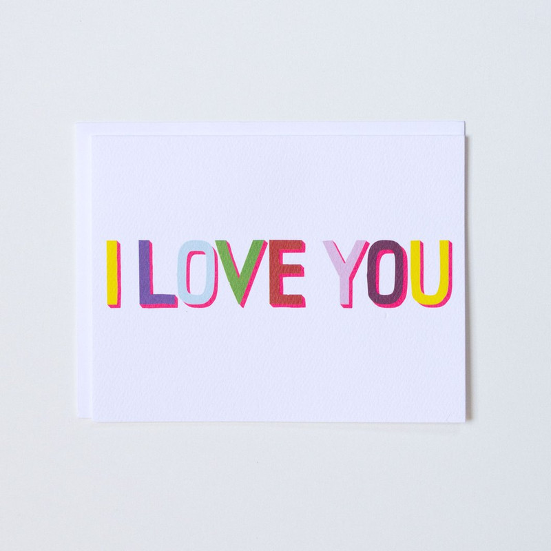 Multi-Colour I Love You Note Card